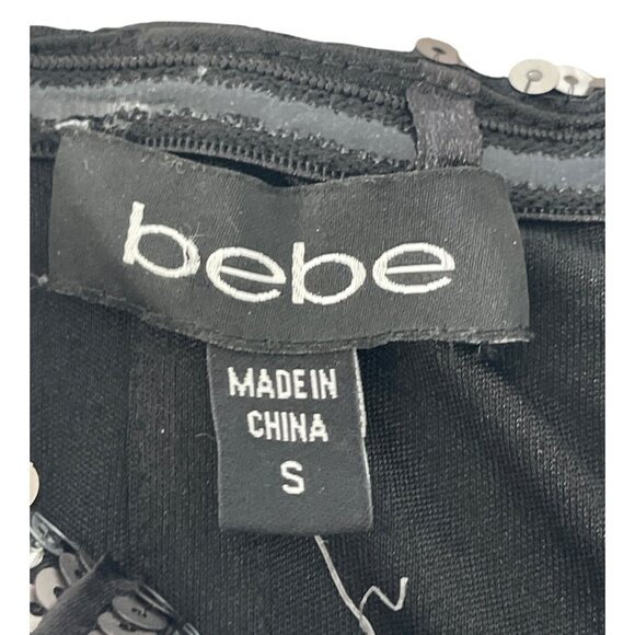 Bebe Uptown Strapless Sequin Fringe Dress Silver Gunmetal Cocktail S NWT $206 - Picture 9 of 15